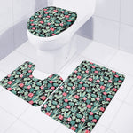 Cute Cactus And Succulent Print 3 Piece Bath Mat Set
