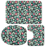 Cute Cactus And Succulent Print 3 Piece Bath Mat Set