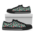 Cute Cactus And Succulent Print Black Low Top Sneakers