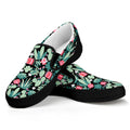 Cute Cactus And Succulent Print Black Slip On Sneakers