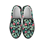 Cute Cactus And Succulent Print Black Slip On Shoes