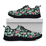 Cute Cactus And Succulent Print Black Sneakers