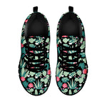Cute Cactus And Succulent Print Black Sneakers