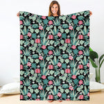 Cute Cactus And Succulent Print Blanket