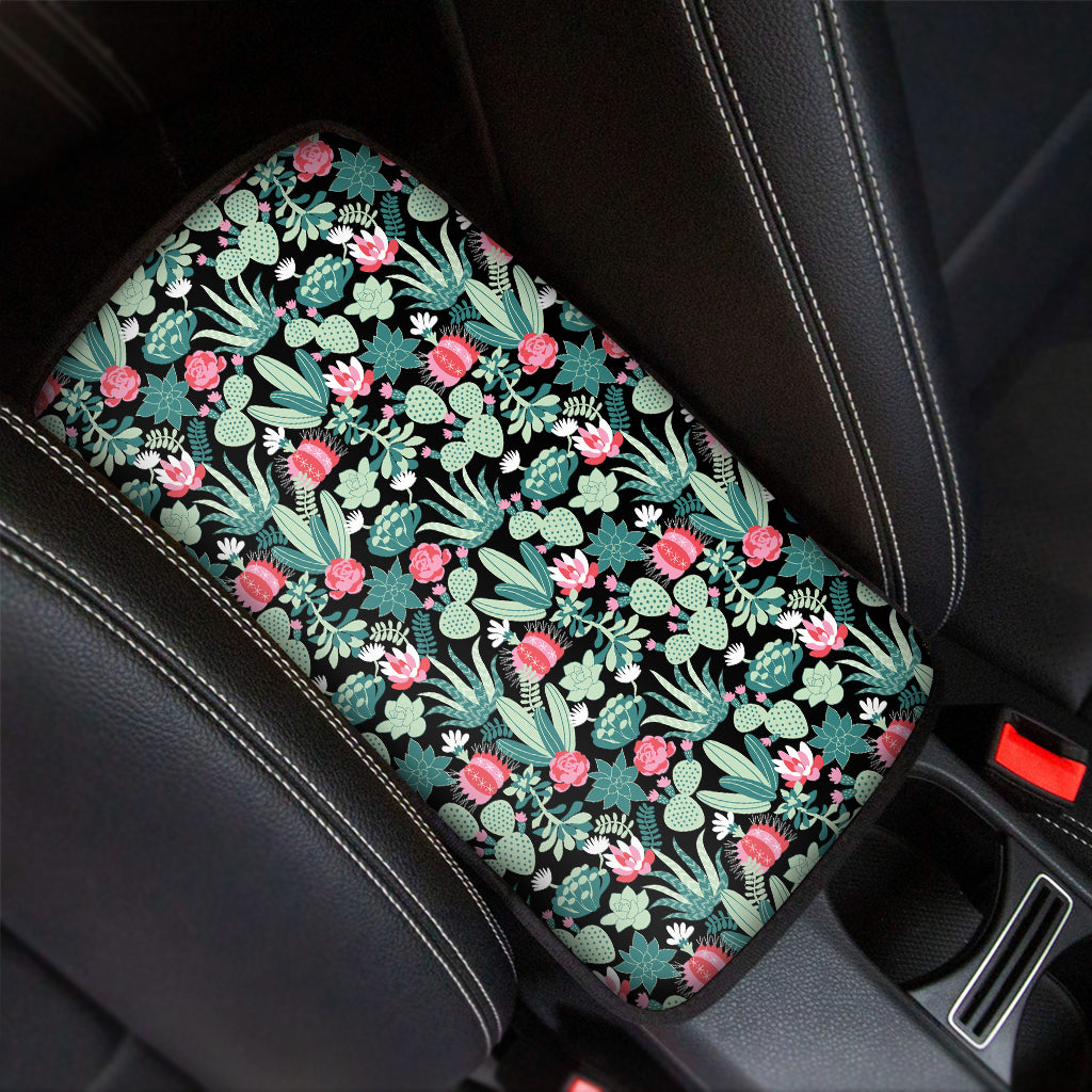 Cute Cactus And Succulent Print Car Center Console Cover