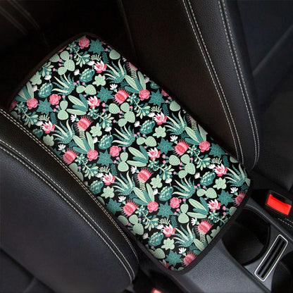Cute Cactus And Succulent Print Car Center Console Cover