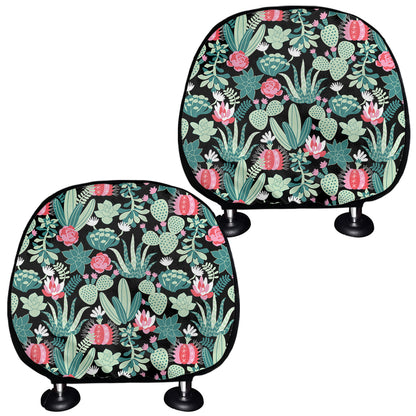 Cute Cactus And Succulent Print Car Headrest Covers
