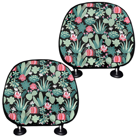 Cute Cactus And Succulent Print Car Headrest Covers