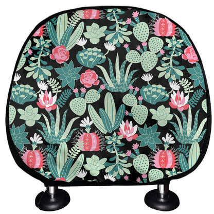 Cute Cactus And Succulent Print Car Headrest Covers