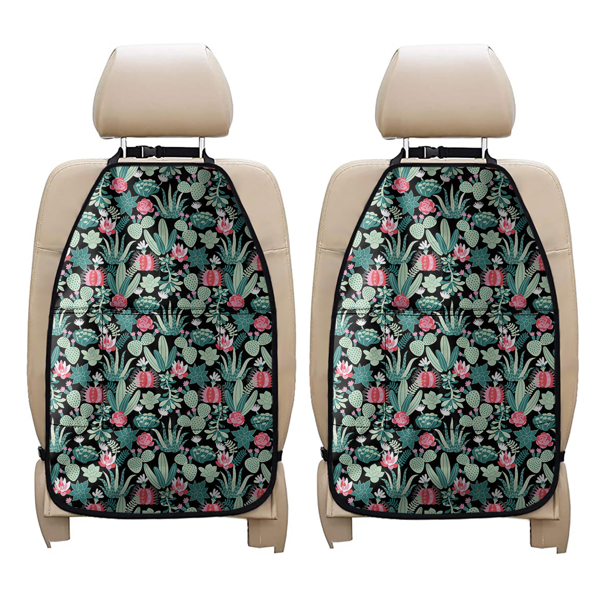 Cute Cactus And Succulent Print Car Seat Organizers