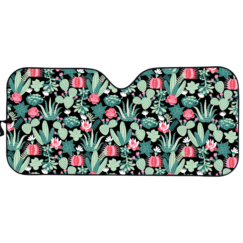 Cute Cactus And Succulent Print Car Sun Shade