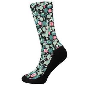 Cute Cactus And Succulent Print Crew Socks