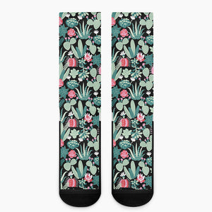 Cute Cactus And Succulent Print Crew Socks