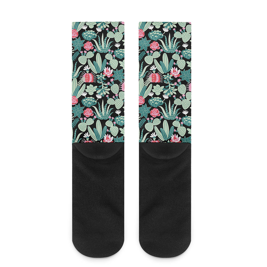 Cute Cactus And Succulent Print Crew Socks