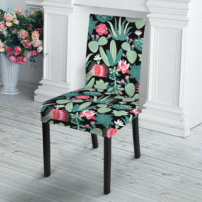 Cute Cactus And Succulent Print Dining Chair Slipcover