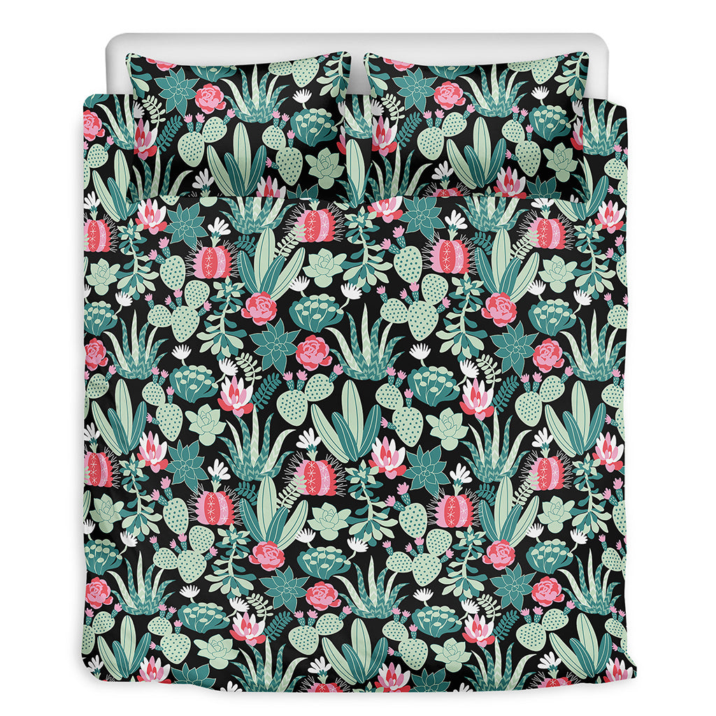 Cute Cactus And Succulent Print Duvet Cover Bedding Set