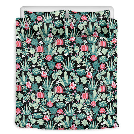 Cute Cactus And Succulent Print Duvet Cover Bedding Set