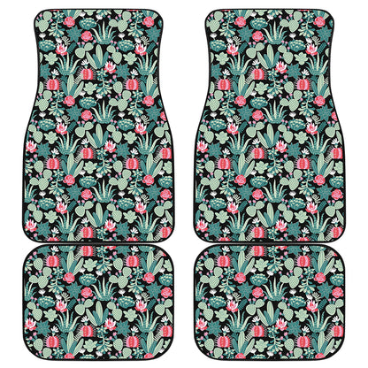 Cute Cactus And Succulent Print Front and Back Car Floor Mats