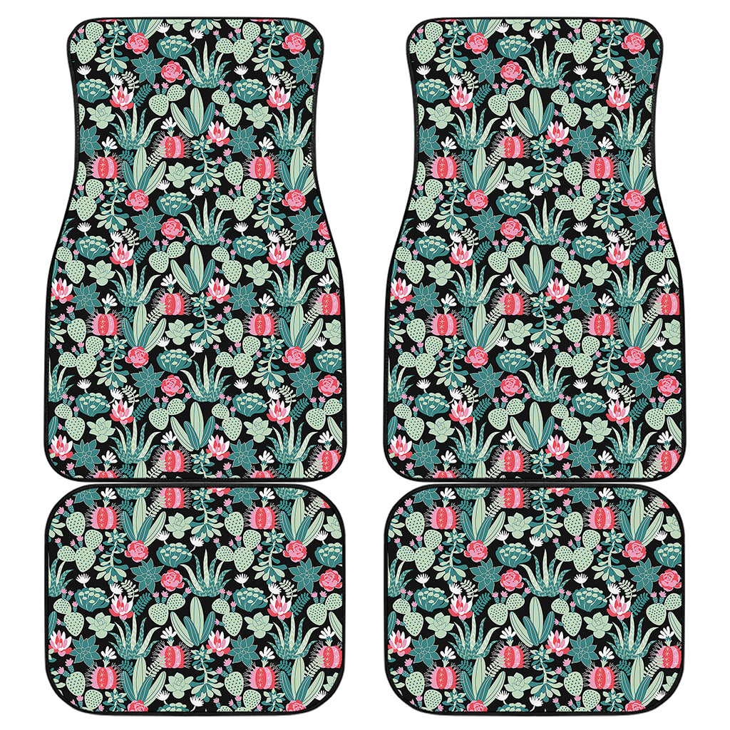Cute Cactus And Succulent Print Front and Back Car Floor Mats