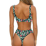Cute Cactus And Succulent Print Front Bow Tie Bikini