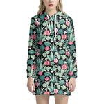 Cute Cactus And Succulent Print Hoodie Dress