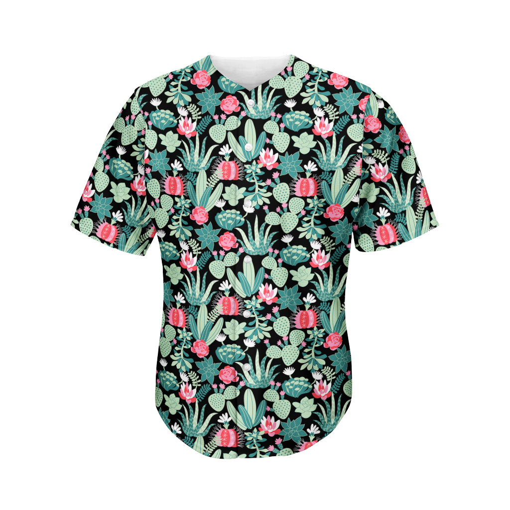 Cute Cactus And Succulent Print Men's Baseball Jersey