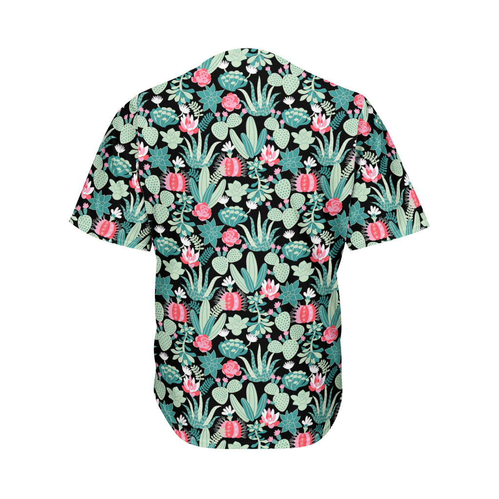 Cute Cactus And Succulent Print Men's Baseball Jersey