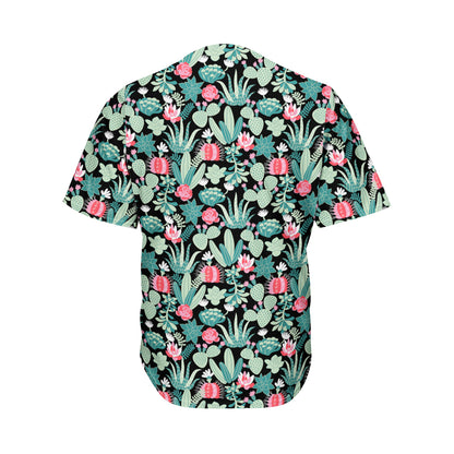 Cute Cactus And Succulent Print Men's Baseball Jersey