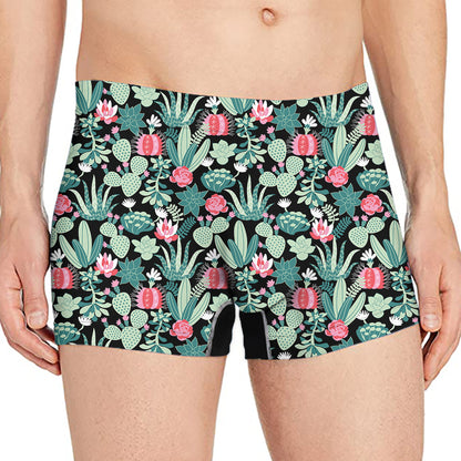 Cute Cactus And Succulent Print Men's Boxer Briefs