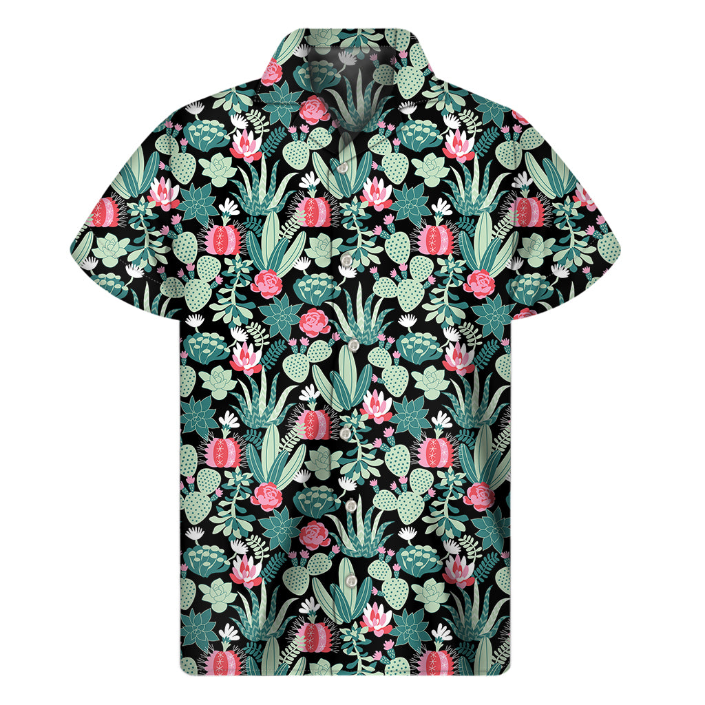 Cute Cactus And Succulent Print Men's Short Sleeve Shirt