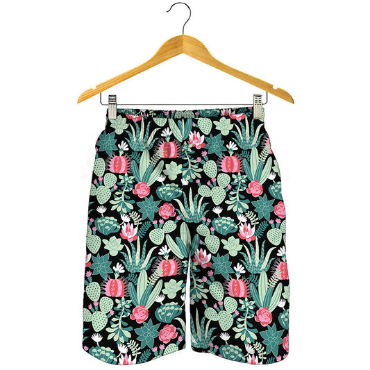 Cute Cactus And Succulent Print Men's Shorts