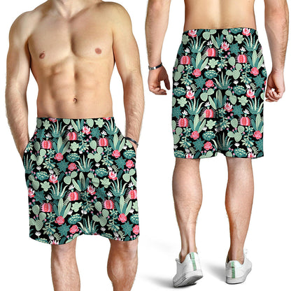 Cute Cactus And Succulent Print Men's Shorts