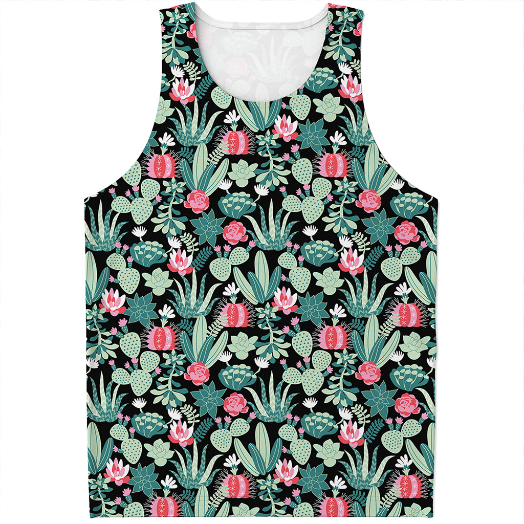Cute Cactus And Succulent Print Men's Tank Top