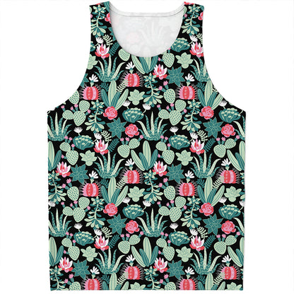 Cute Cactus And Succulent Print Men's Tank Top