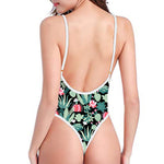 Cute Cactus And Succulent Print One Piece High Cut Swimsuit