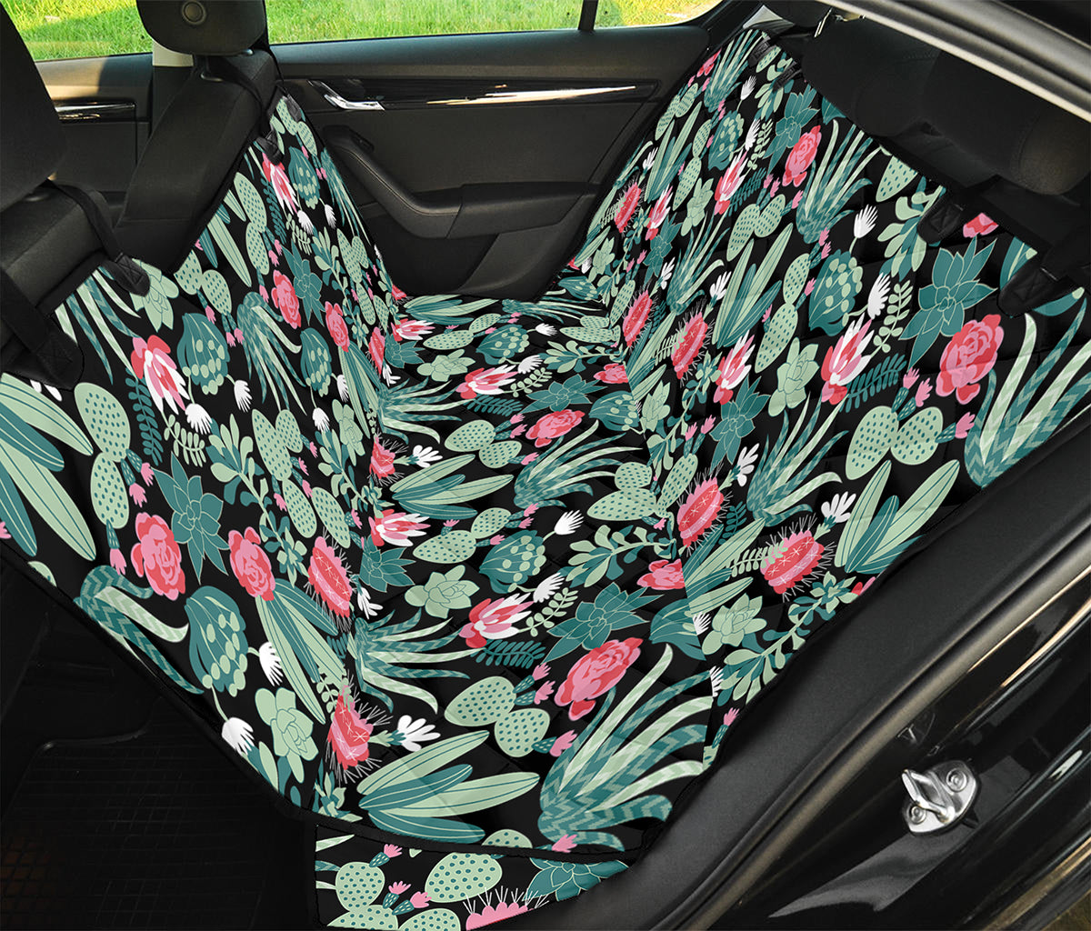 Cute Cactus And Succulent Print Pet Car Back Seat Cover