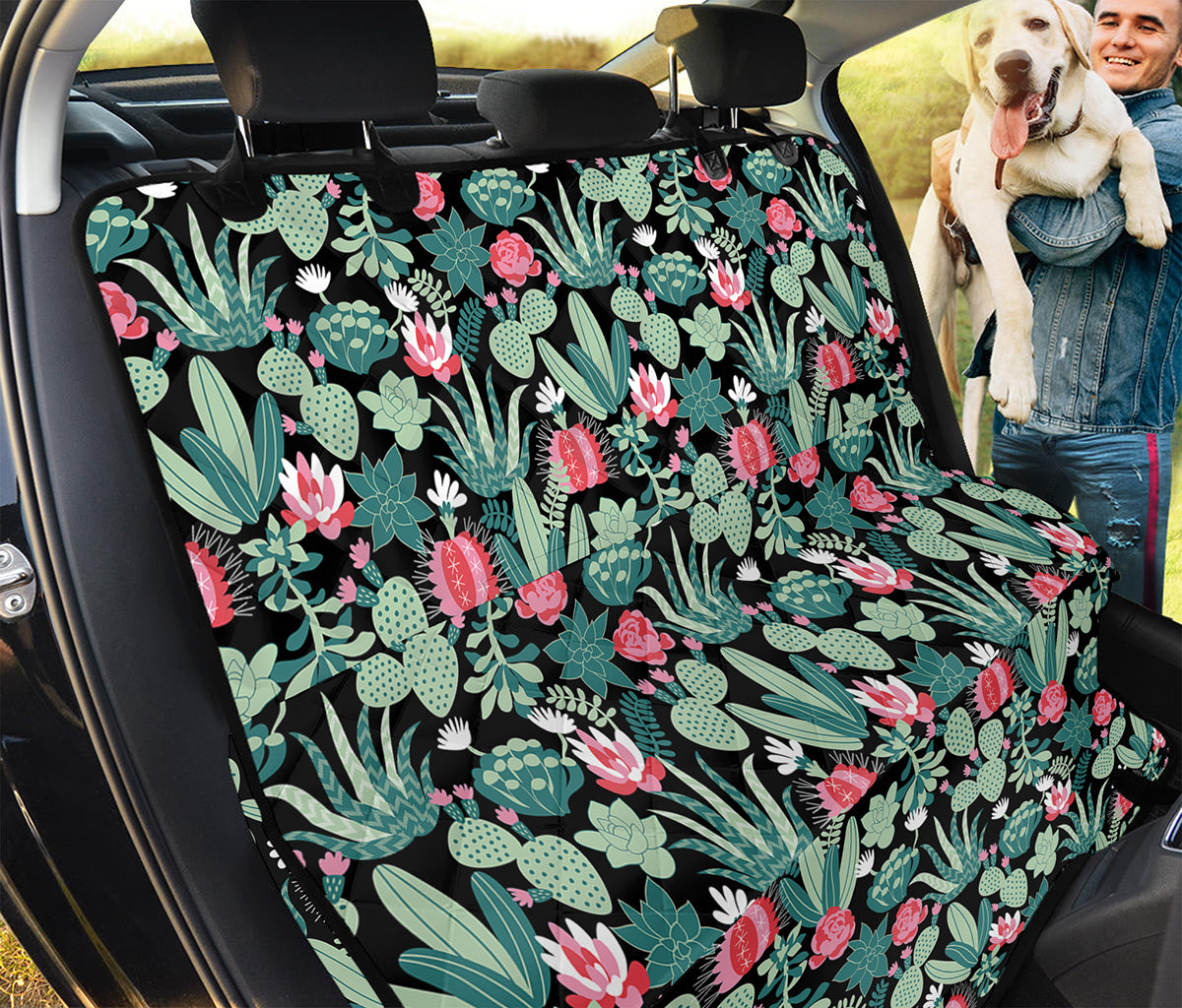 Cute Cactus And Succulent Print Pet Car Back Seat Cover