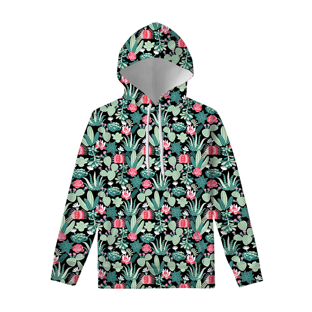 Cute Cactus And Succulent Print Pullover Hoodie
