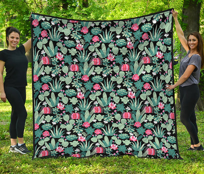 Cute Cactus And Succulent Print Quilt