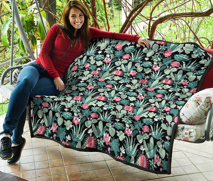Cute Cactus And Succulent Print Quilt