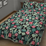 Cute Cactus And Succulent Print Quilt Bed Set
