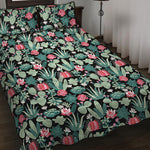 Cute Cactus And Succulent Print Quilt Bed Set