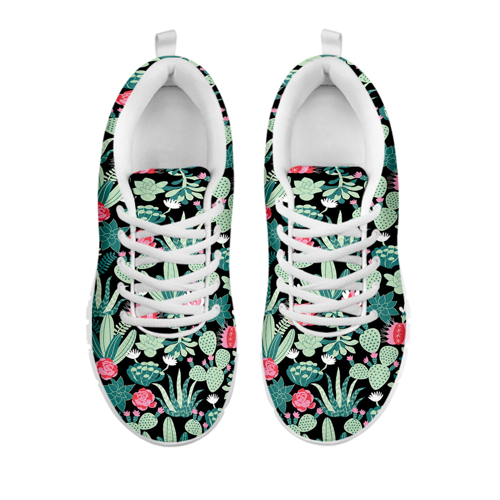 Cute Cactus And Succulent Print White Sneakers