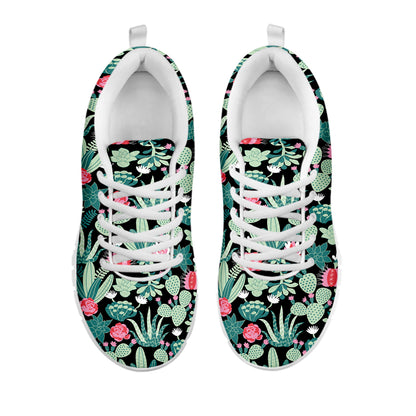 Cute Cactus And Succulent Print White Sneakers