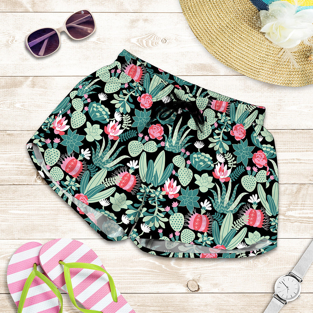 Cute Cactus And Succulent Print Women's Shorts