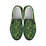 Cute Cactus Plant Pattern Print Black Slip On Shoes