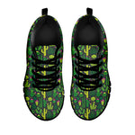 Cute Cactus Plant Pattern Print Black Sneakers