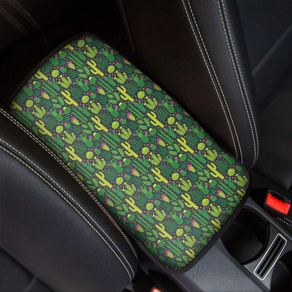 Cute Cactus Plant Pattern Print Car Center Console Cover