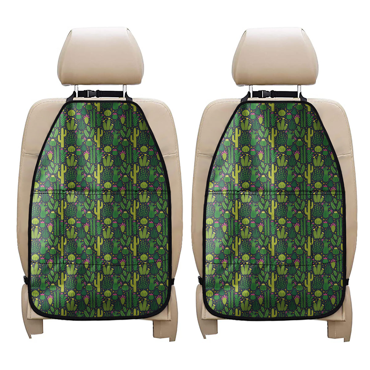 Cute Cactus Plant Pattern Print Car Seat Organizers
