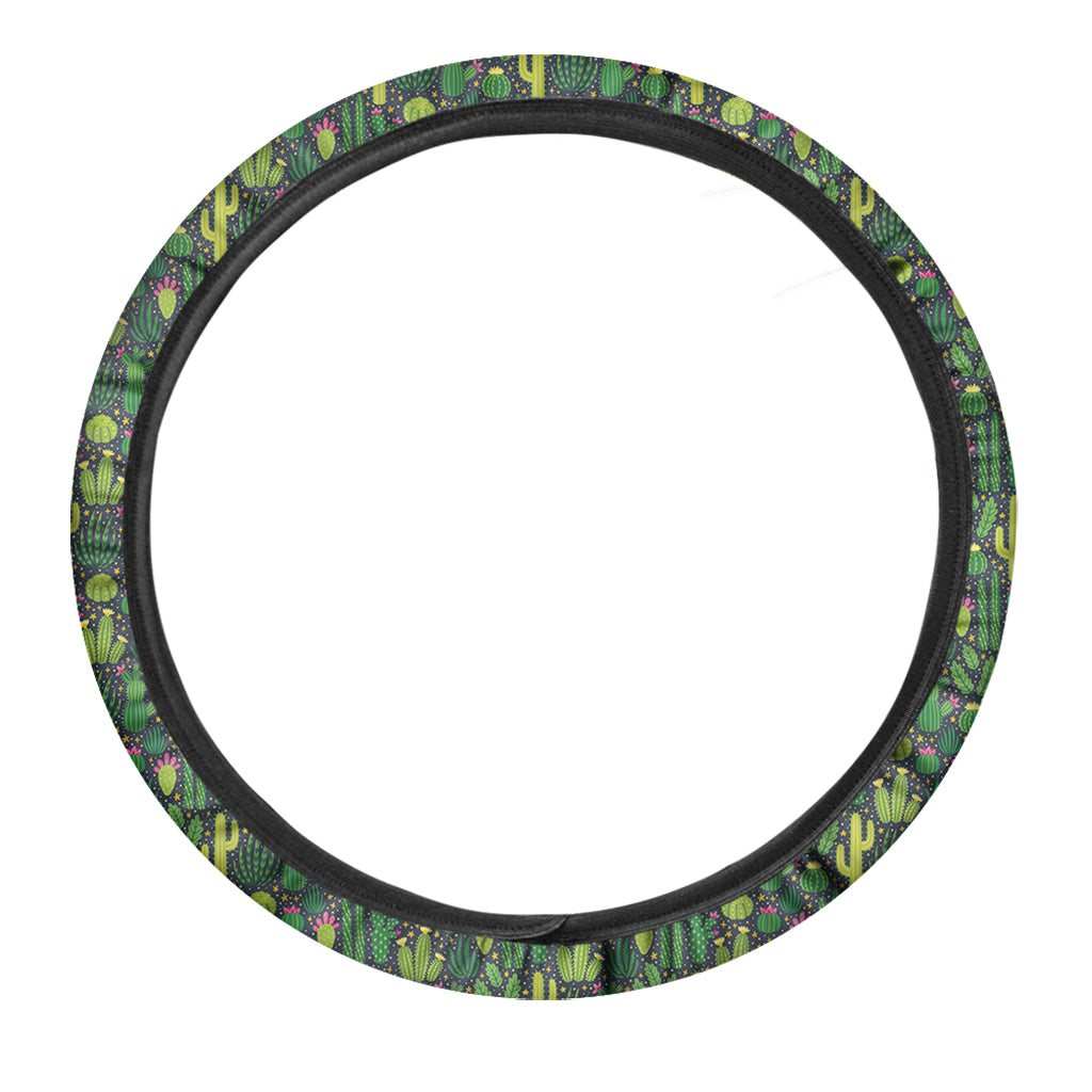 Cute Cactus Plant Pattern Print Car Steering Wheel Cover